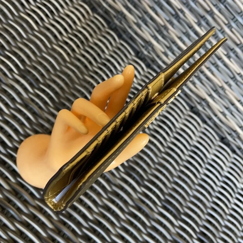 Michael Kors Medium Flat Slim Bifold Wallet Old Gold Leather